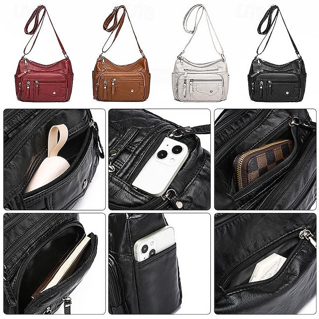 Leather Multiple with Bag Quilted Crossbody Faux