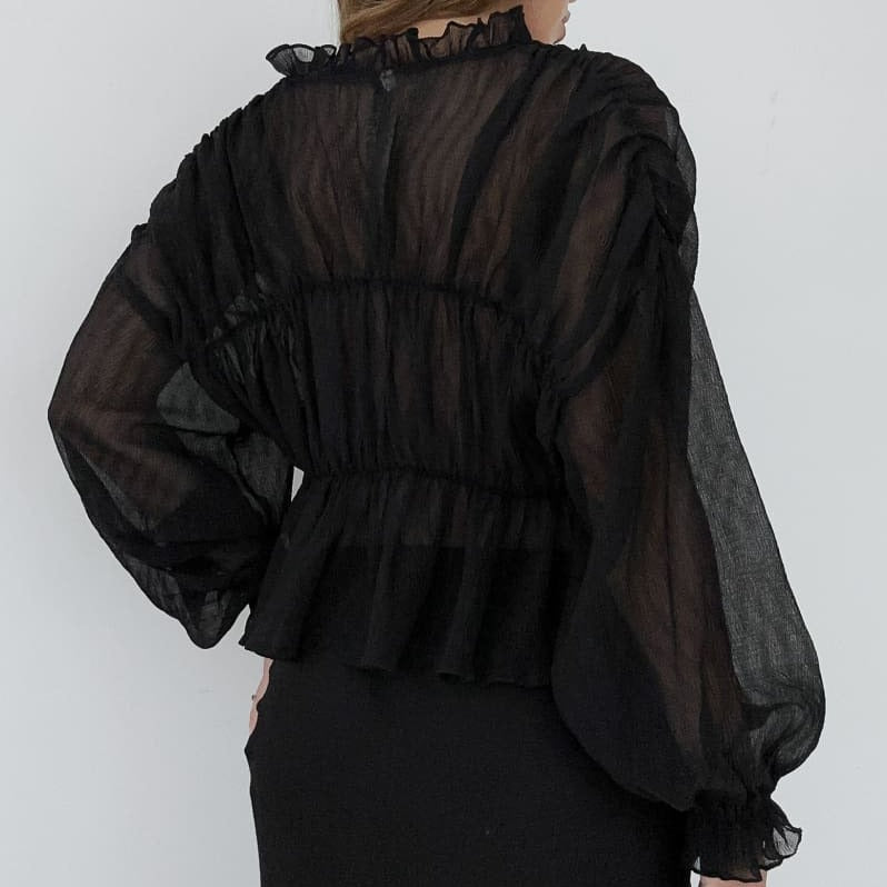 Sugar Dreamland Long Sleeve Semi-Sheer Top