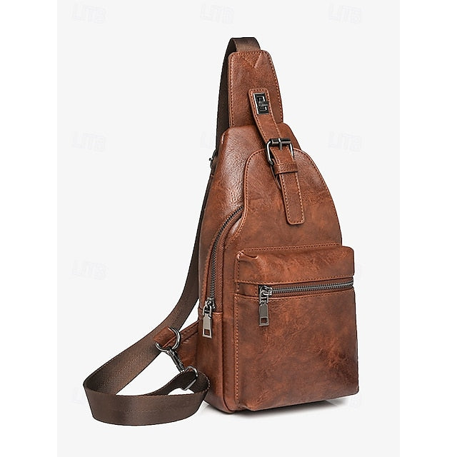 with Sling Faux Brown Bag Leather Crossbody