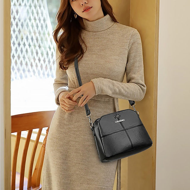 Leather Red Faux Crossbody Bag Small Minimalist