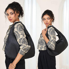 Hobo Leather Burgundy Bag Woven Faux Chic