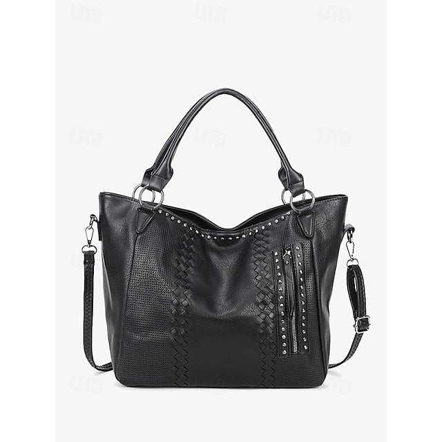 Brown Faux Tote Bag Handbag Leather Spacious