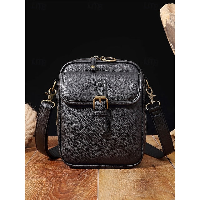 Bag Front Brown with Faux Vintage Leather Crossbody
