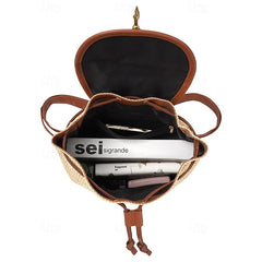 Backpack Straw for Boho Rattan Travel with Woven Bag