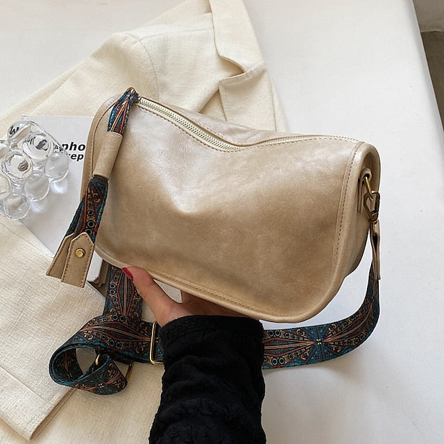 with Vintage Leather Bohemian Strap Handbag PU