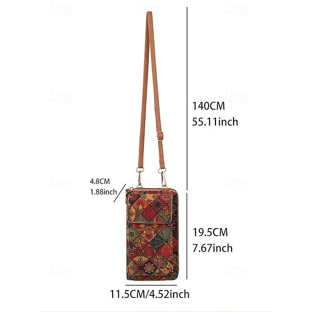 Vintage Bag with Phone Adjustable Crossbody Boho