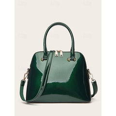 Patent Green Elegant Bag Shiny Leather Tote