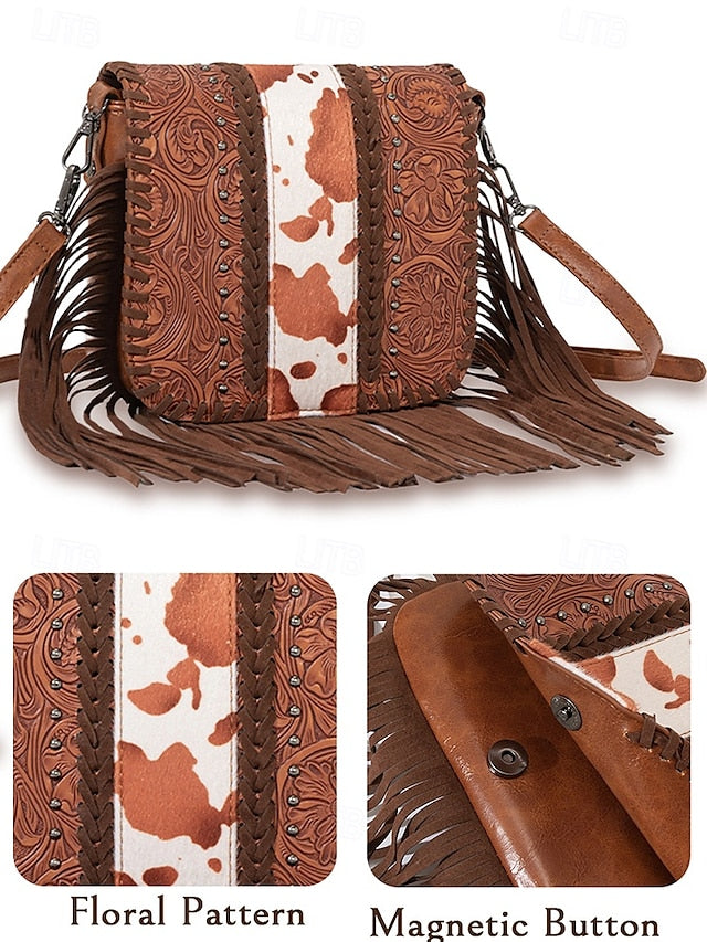 Faux Leather Shoulder Multi-Pocket - Crossbody Bag