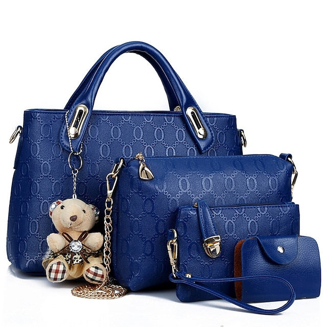 4 Bag Leather Purse PU Pieces Set