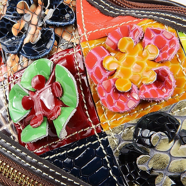 Leather Shoulder Bohemian Colorful Patchwork - Bag