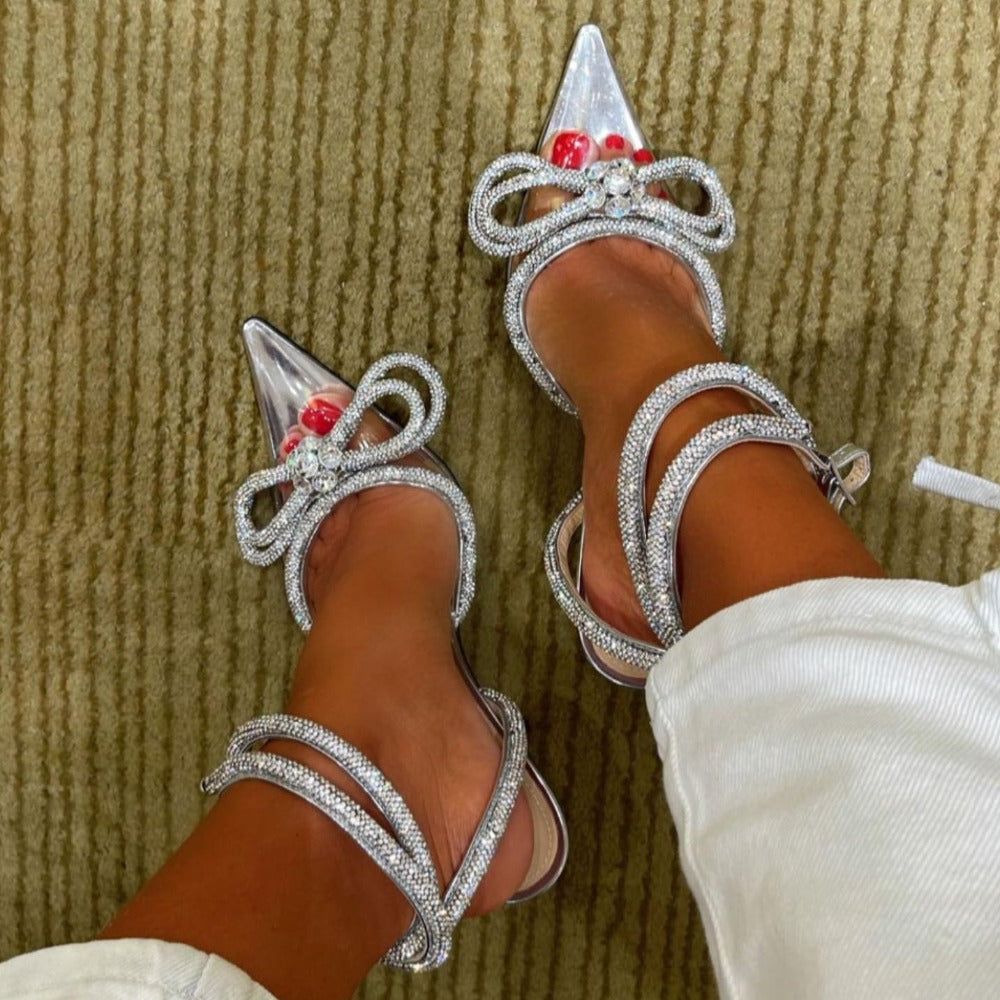 Searching For Paradise Bow Wrap Around Perspex Heels