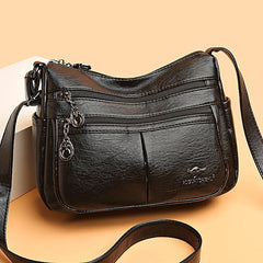 Faux Leather Shoulder Multi-Pocket - Crossbody Bag