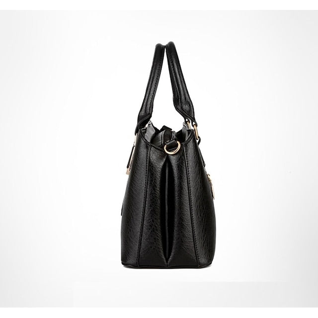 Elegant Faux Leather Structured Handbag Green