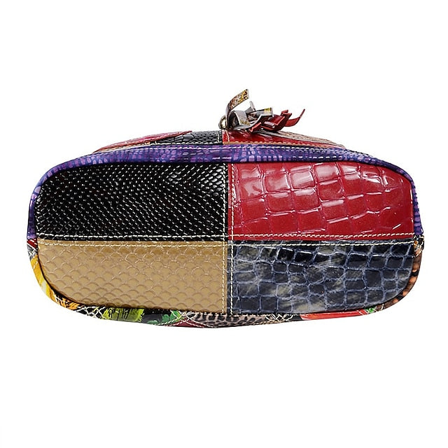 Leather Shoulder Bohemian Colorful Patchwork - Bag