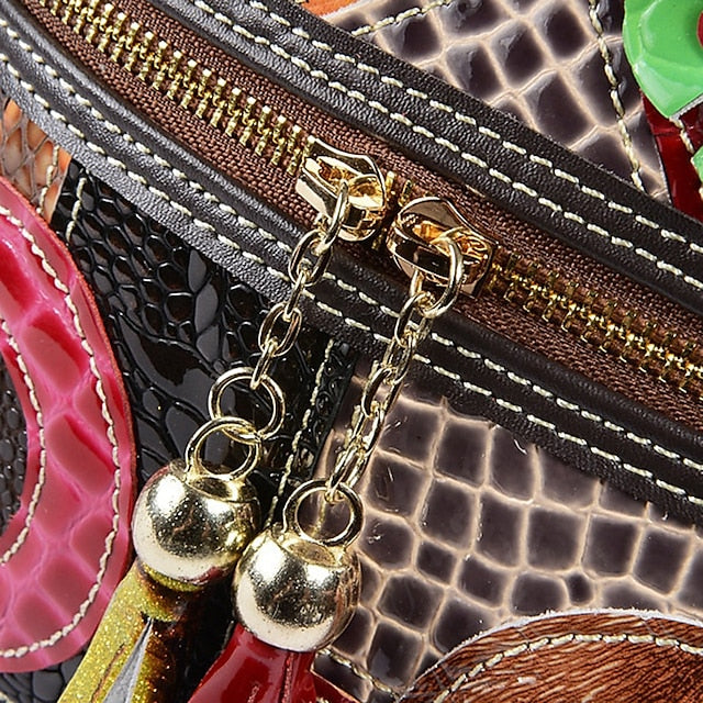 Leather Shoulder Bohemian Colorful Patchwork - Bag