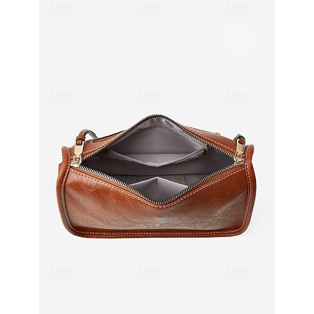 Bag Adjustable Leather Brown Faux Shoulder with