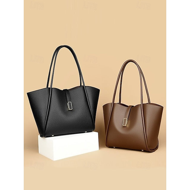 Green Faux Tote Bag Leather