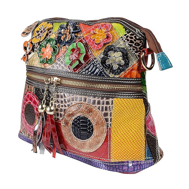 Shoulder Bohemian - Bag Patchwork Leather Colorful