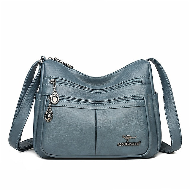 Faux Leather Shoulder Multi-Pocket - Crossbody Bag