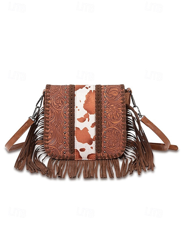 Faux Leather Shoulder Multi-Pocket - Crossbody Bag