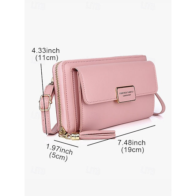 Phone Leather PU Crossbody Wristlet Mobile Bag