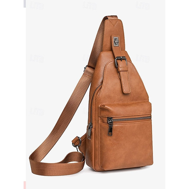 with Sling Faux Brown Bag Leather Crossbody