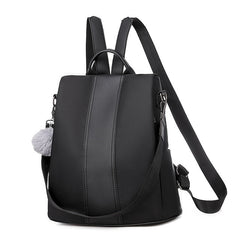 Purse Faux Convertible Leather Backpack with Pom