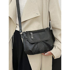 with Faux Bag Leather Brown Crossbody Studded