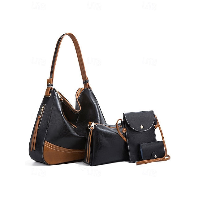 Faux Bag Set Handbag 4-Piece Leather Shoulder