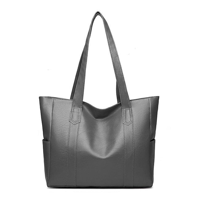 Bag Black Leather Large Faux Tote Stylish