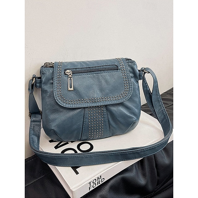 with Faux Bag Leather Brown Crossbody Studded