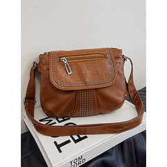 with Faux Bag Leather Brown Crossbody Studded