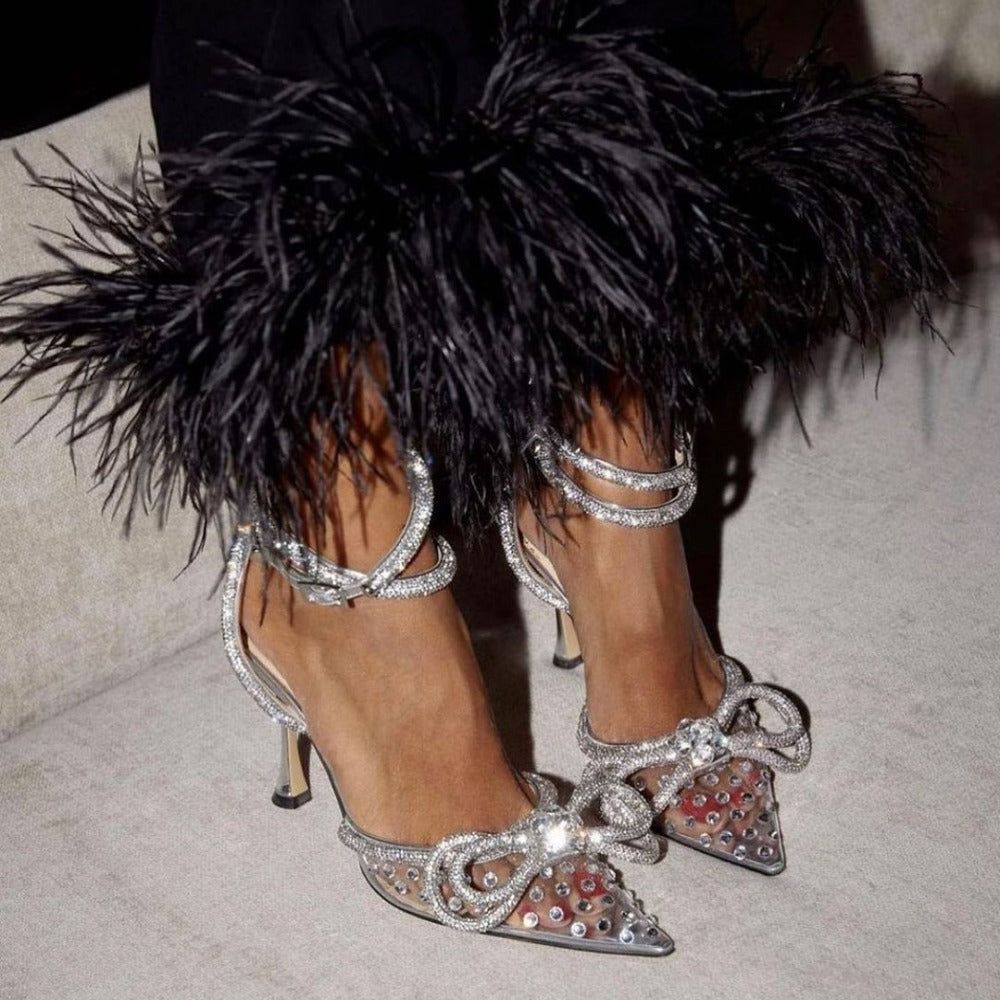 Martinis Double Bow Crystal Embellished Heels