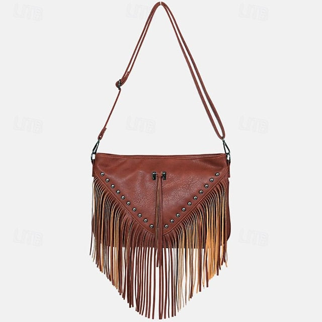 Crossbody Fringe Bohemian Bag with Leather