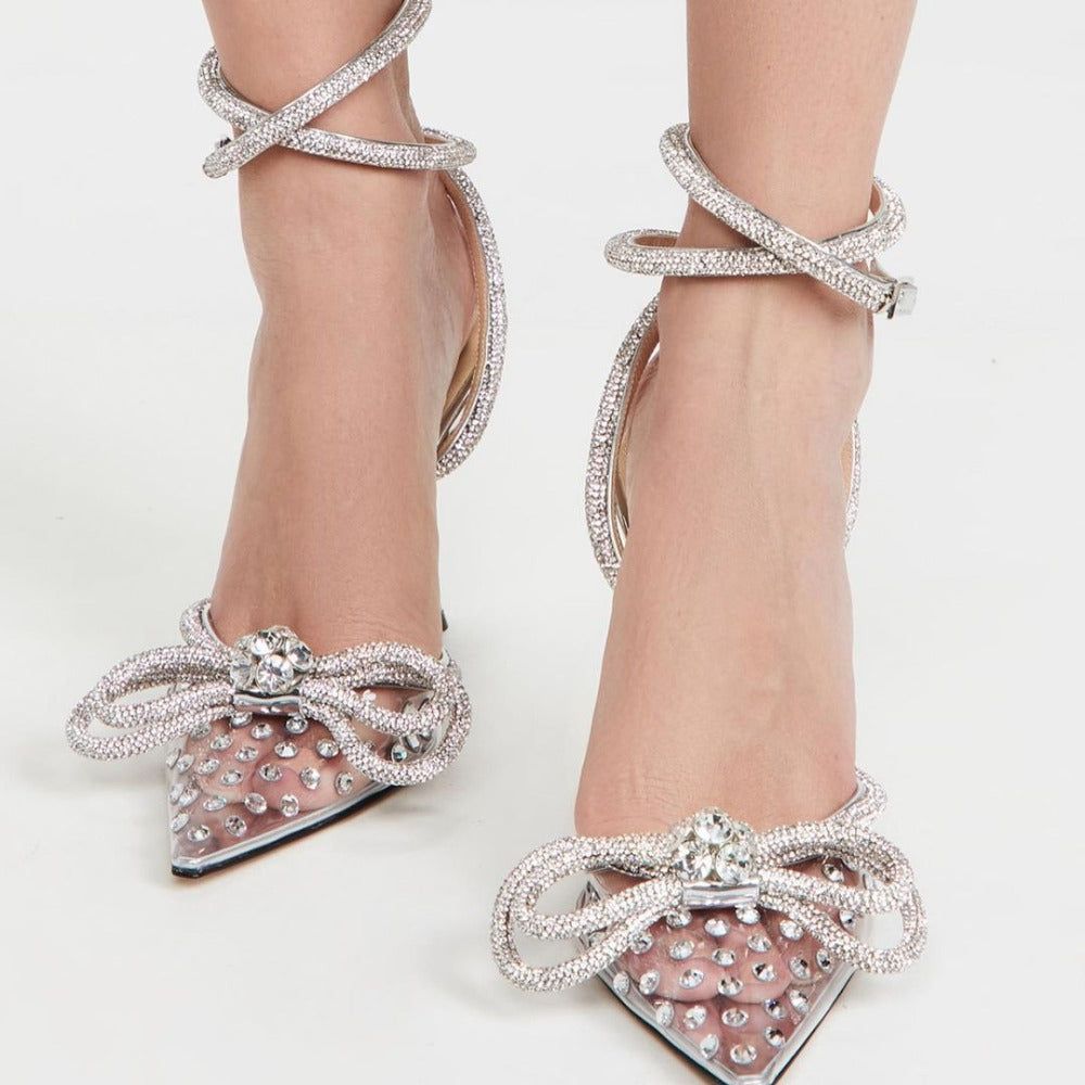 Martinis Double Bow Crystal Embellished Heels