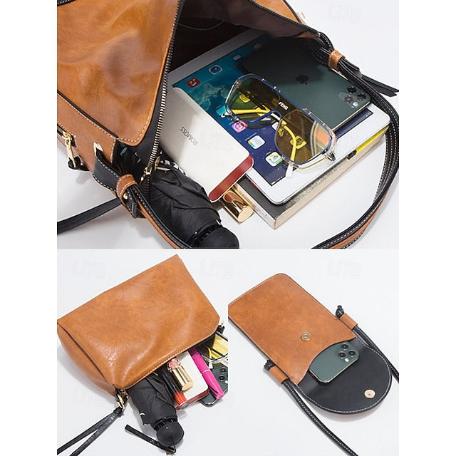 Faux Bag Set Handbag 4-Piece Leather Shoulder