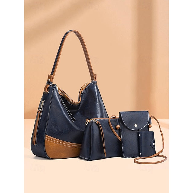 Faux Bag Set Handbag 4-Piece Leather Shoulder