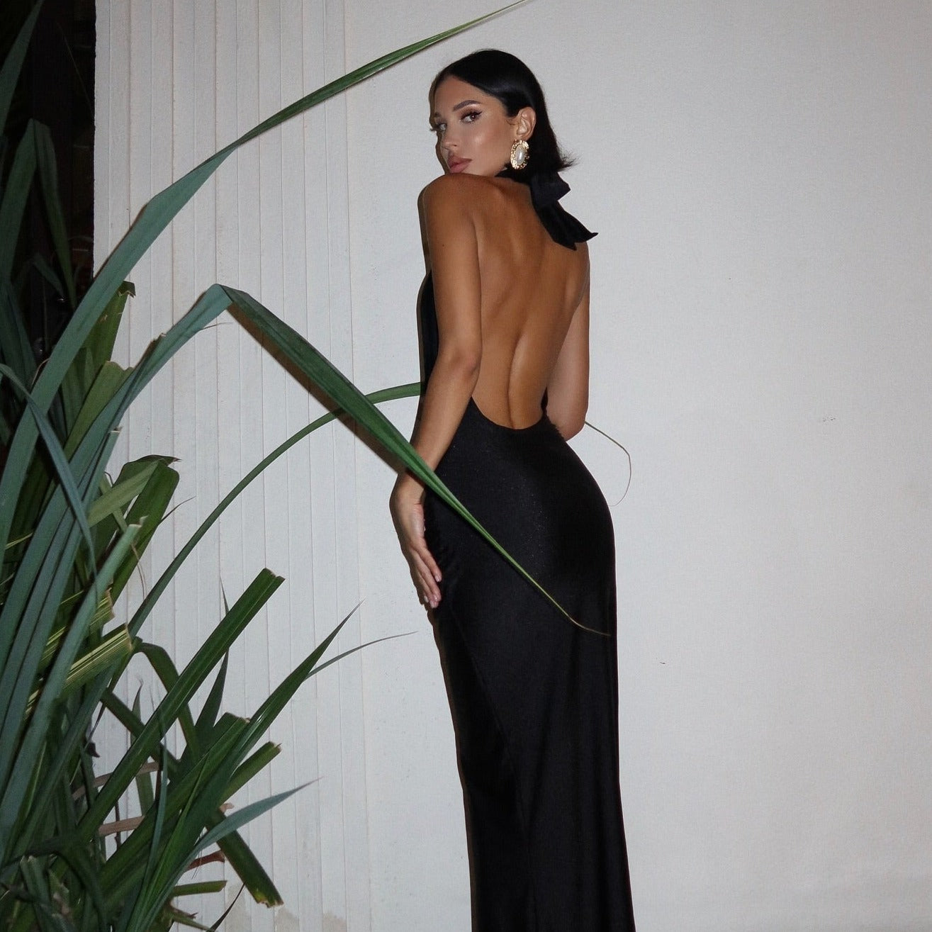 Exclusive Passes Halter Backless Maxi Dress