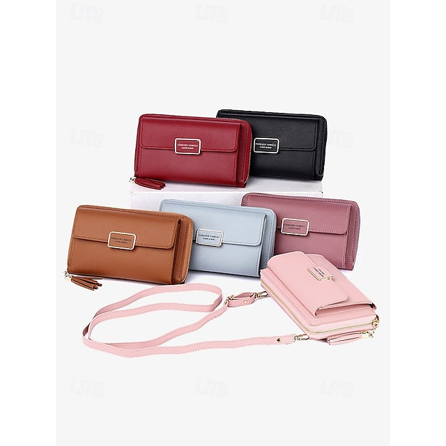 Phone Leather PU Crossbody Wristlet Mobile Bag