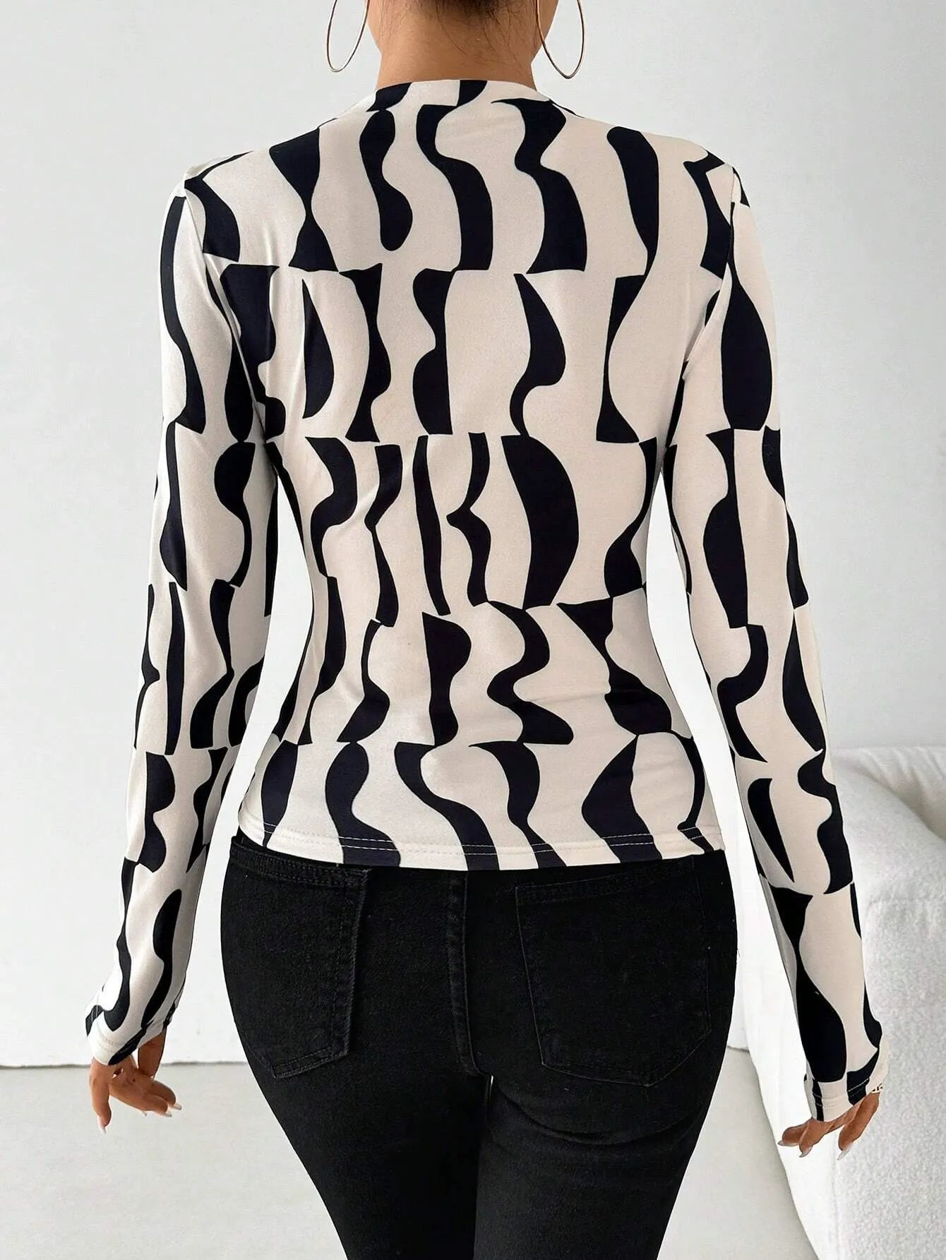 Pleated Edge Printed Top