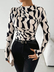 Pleated Edge Printed Top