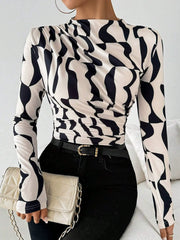 Pleated Edge Printed Top