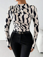 Pleated Edge Printed Top