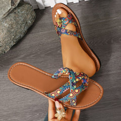Casual Print Flat Slide Sandals