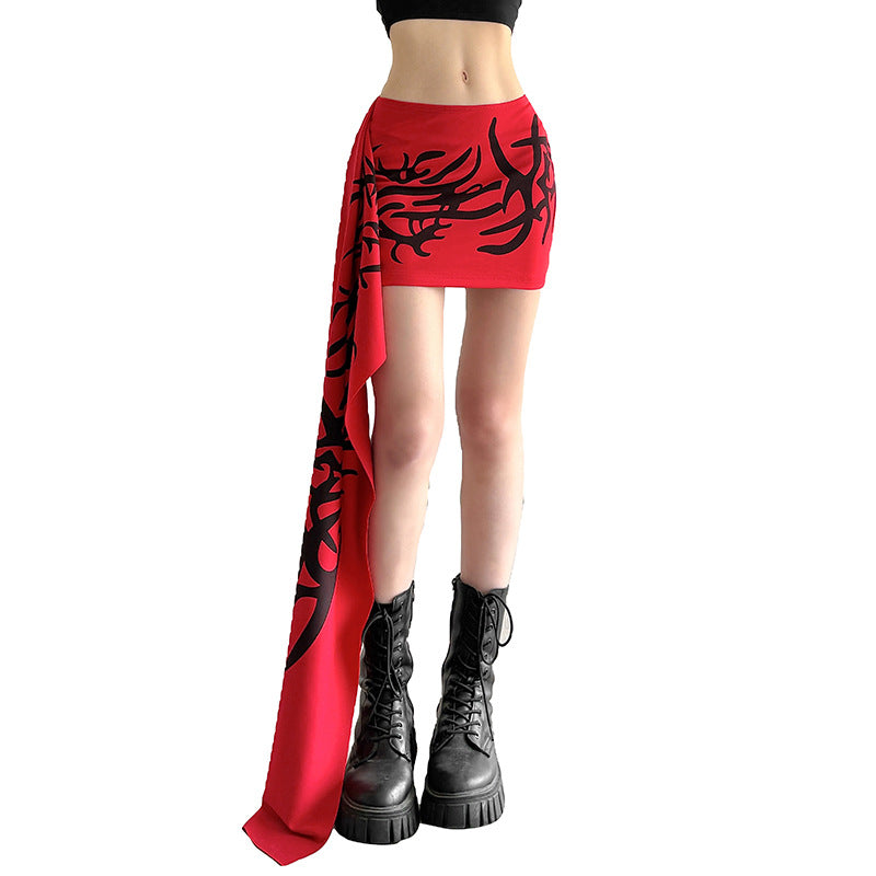 Short Skirt With Small Flowing Ribbons Around The Waist