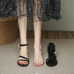 Buckle Chunky Heel Strap Sandals