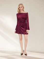 Off-The-Shoulder Long-Sleeved Short Skirt