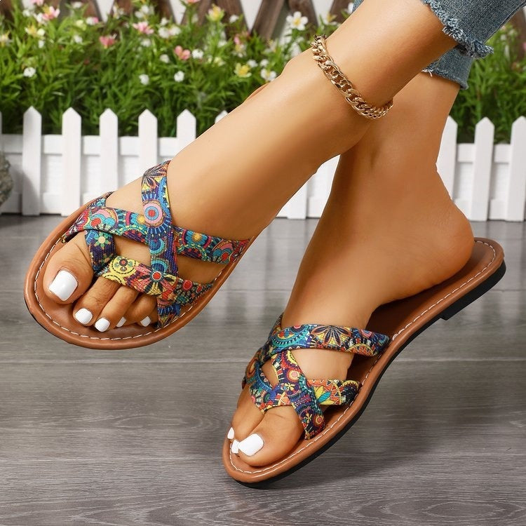 Casual Print Flat Slide Sandals