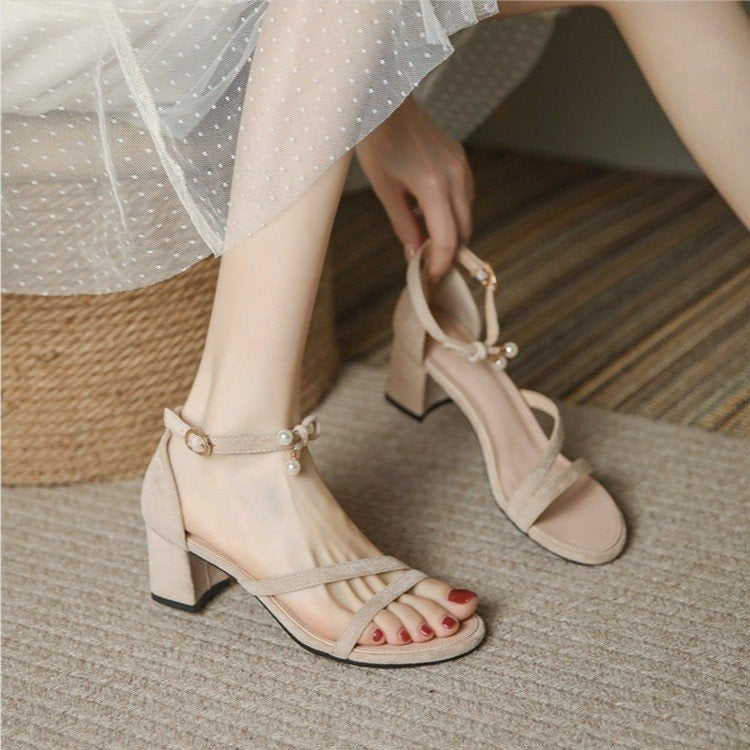 Buckle Chunky Heel Strap Sandals