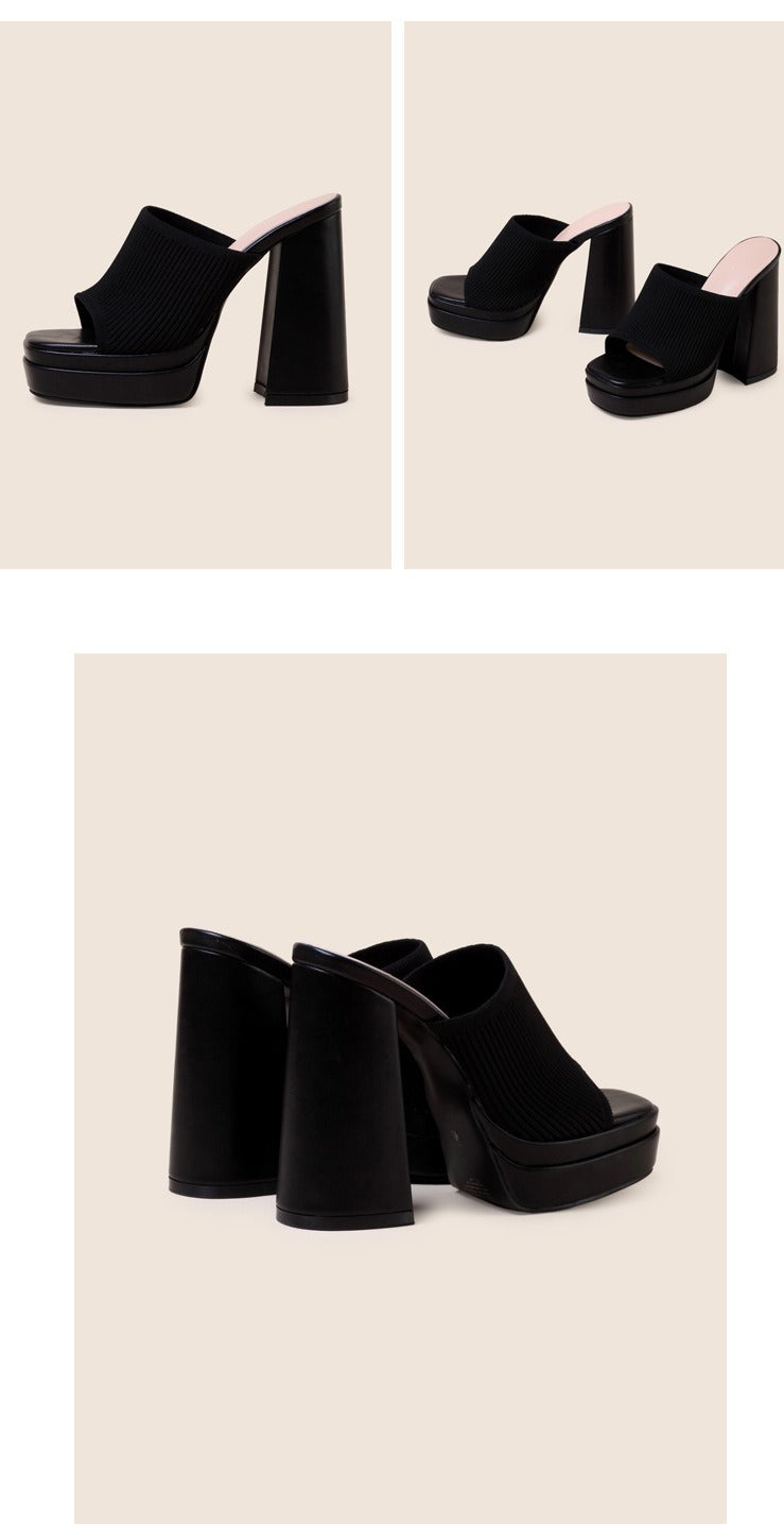 Printed Chunky Heeled Platform Sandals